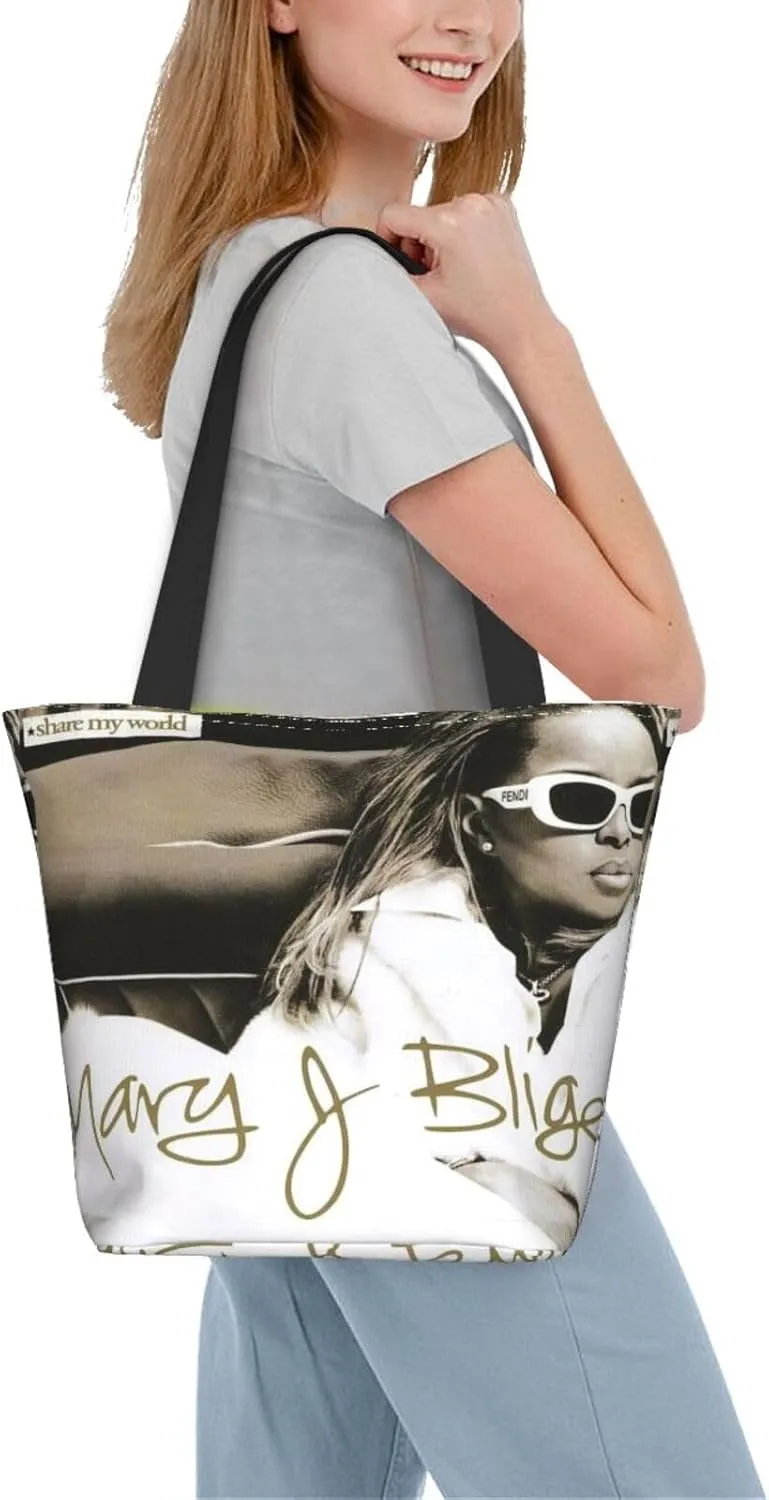 Mary J Musics Blige Shoulder Bag, Customized Shopping Tote Portable Canvas Bag