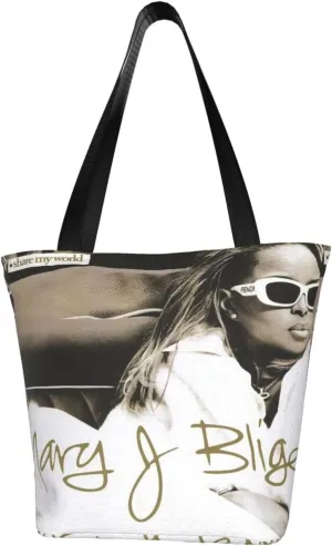 Mary J Musics Blige Shoulder Bag, Customized Shopping Tote Portable Canvas Bag