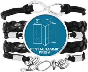 Mathematical Geometric Space Pantagrammic Prism Bracelet Love Accessory Twisted Leather Knitting Rope Wristband Gift