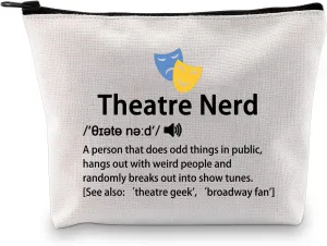 MBMSO Theatre Gifts Theatre Nerd Makeup Bag Drama Gifts Musical Gifts Theatre Lover Gifts Comedy Tragedy Masks Travel Bag Theatre Geek Gifts (Theatre Nerd bag)