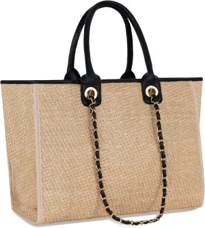 Medium Canvas Tote bag for women Casual Shoulder Work Bag Everything Handbag with Removable Chains