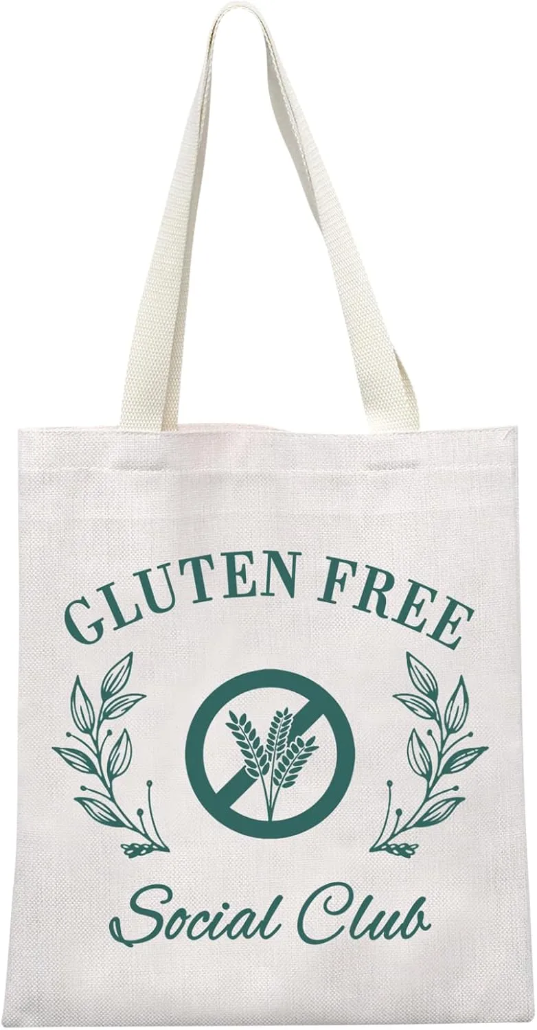 MEIKIUP Gluten Free Social Club Shopping Bag Celiac Disease Awareness Gift Celiac Disease Warrior Unbreakable Tote Bag