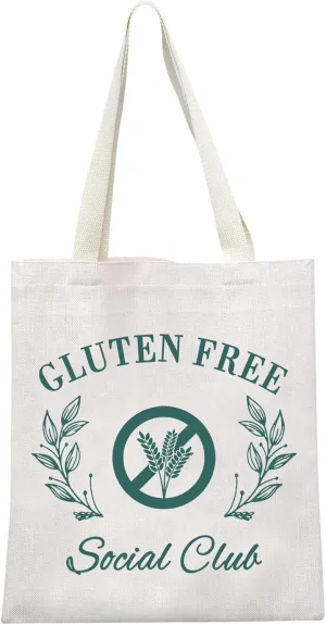 MEIKIUP Gluten Free Social Club Shopping Bag Celiac Disease Awareness Gift Celiac Disease Warrior Unbreakable Tote Bag