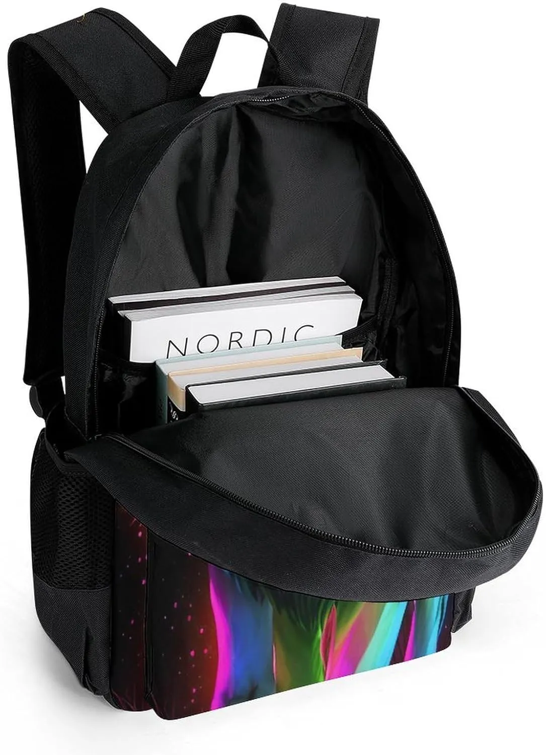 Men Women Lightweight Fantasy Lion Art Daypack Bookbag Big Capacity Carry On Bag With Side Pockets for Camping Travel Bicycle