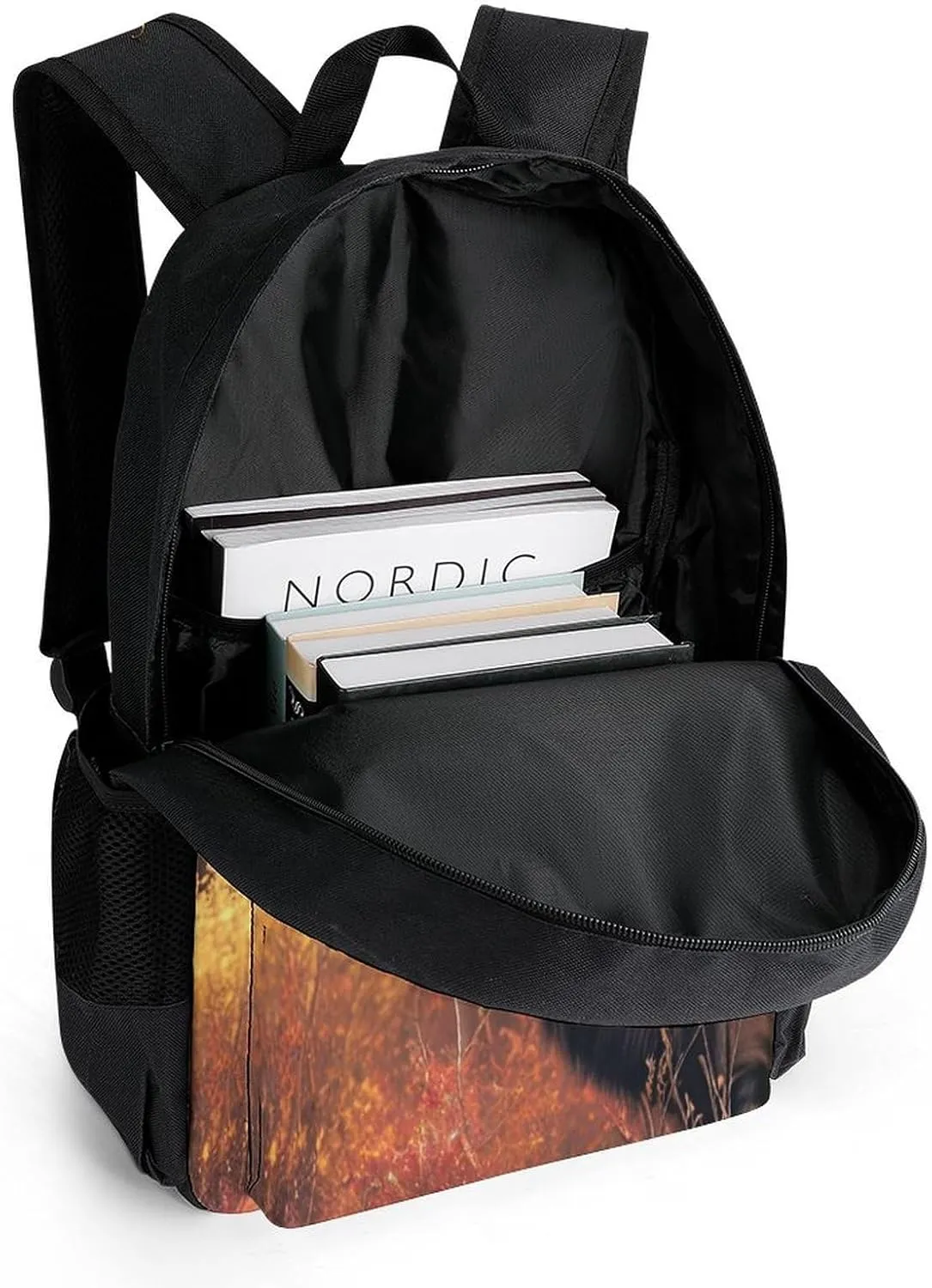 Men Women Polyester Animal Elk Art Daypack Bookbag Big Capacity Shoulder Bag With Padded Straps for Climbing Travel Walking Cycling