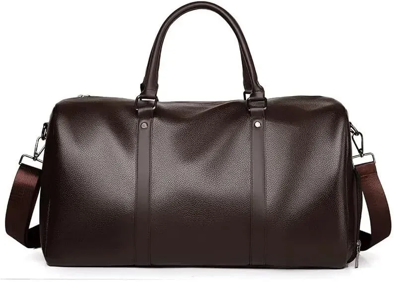 Men's fashion travel bag, fitness bag, multifunctional yoga bag, dry wet separation handbag, leisure travel bag(Brown)