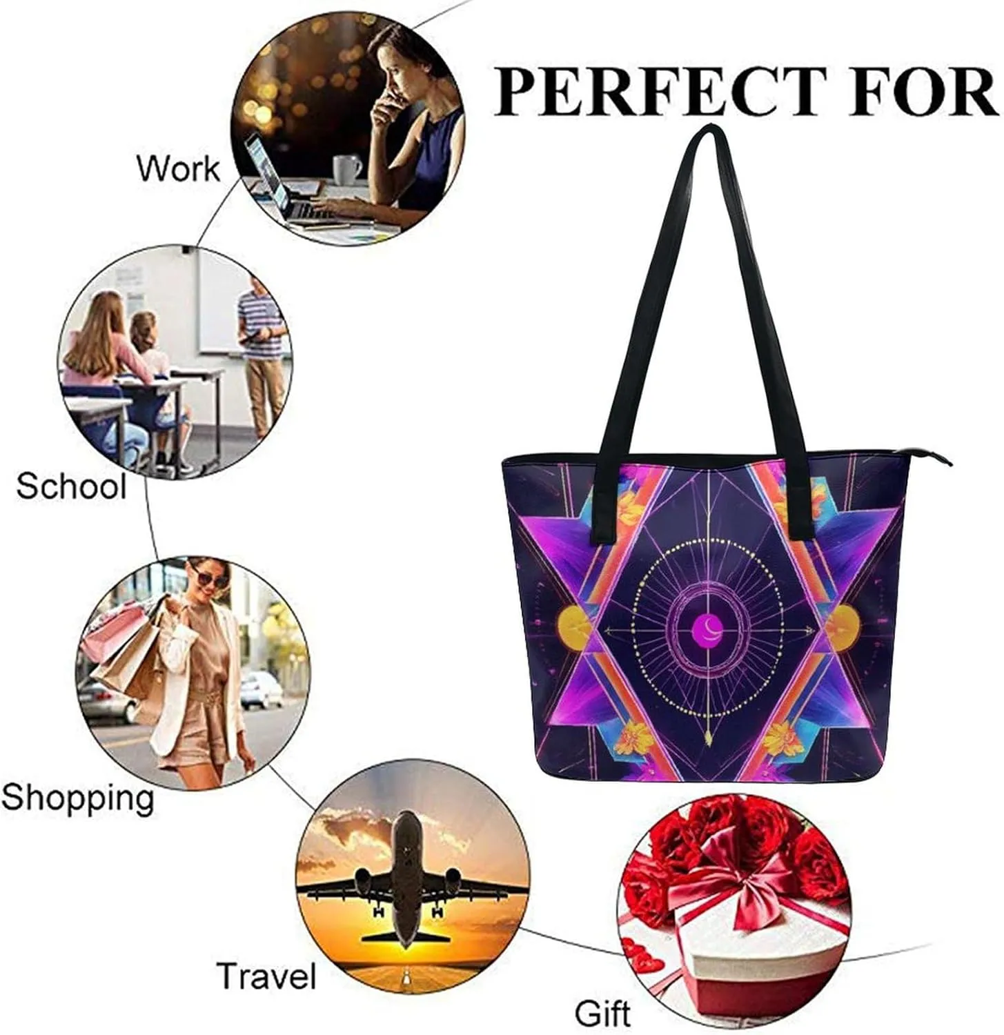 Men's Portable Tote Bag Trendy Modern Leather Handbag For Work Weekend