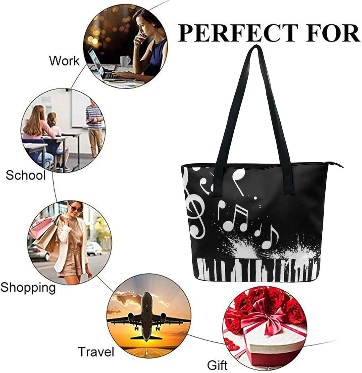 Men's Portable Tote Bag Trendy Modern Leather Handbag For Work Weekend
