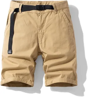 Men's Slim Fit Casual Cargo Shorts Summer Solid Drawstring Cotton Work Shorts