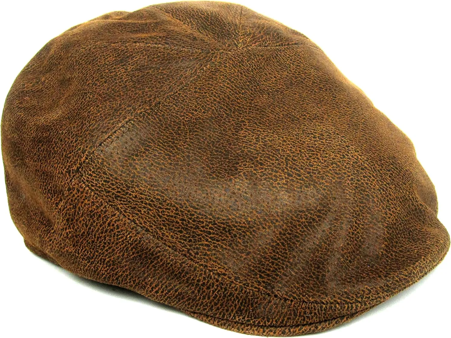 Mens Suede Distressed Leather Gatsby Fitted Cap