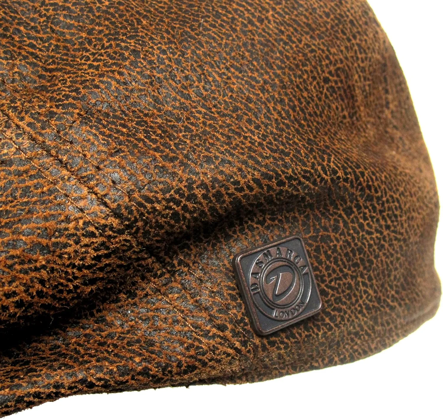 Mens Suede Distressed Leather Gatsby Fitted Cap