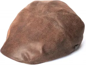 Mens Suede Distressed Leather Gatsby Fitted Cap