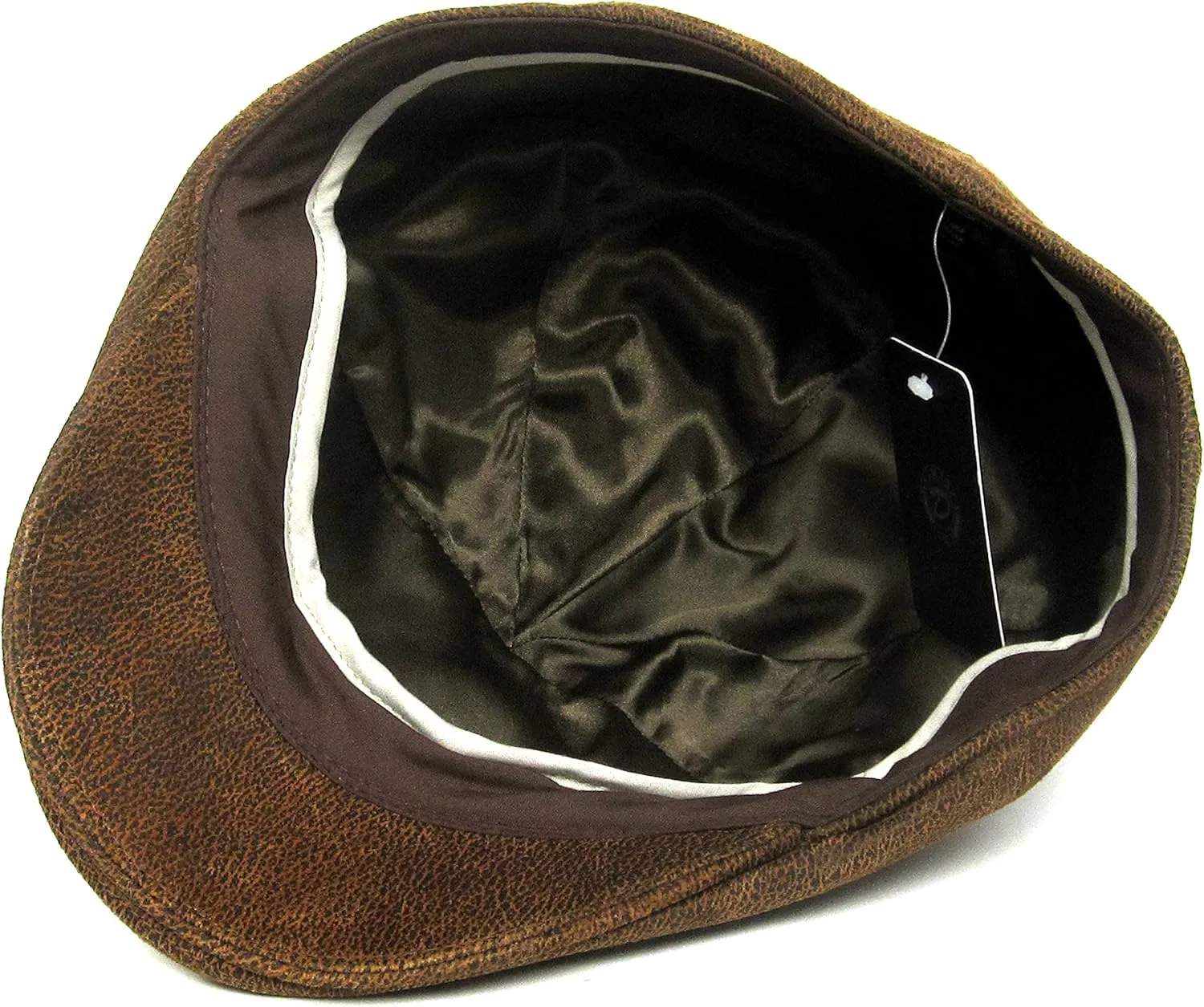Mens Suede Distressed Leather Gatsby Fitted Cap