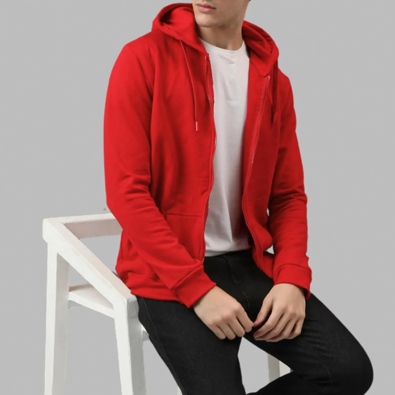 Mens Zip Up Hoodie Long Sleeve Fleece Full-zip Hooded Sweatshirt Pullover With Kangaroo Pocket S-3XL