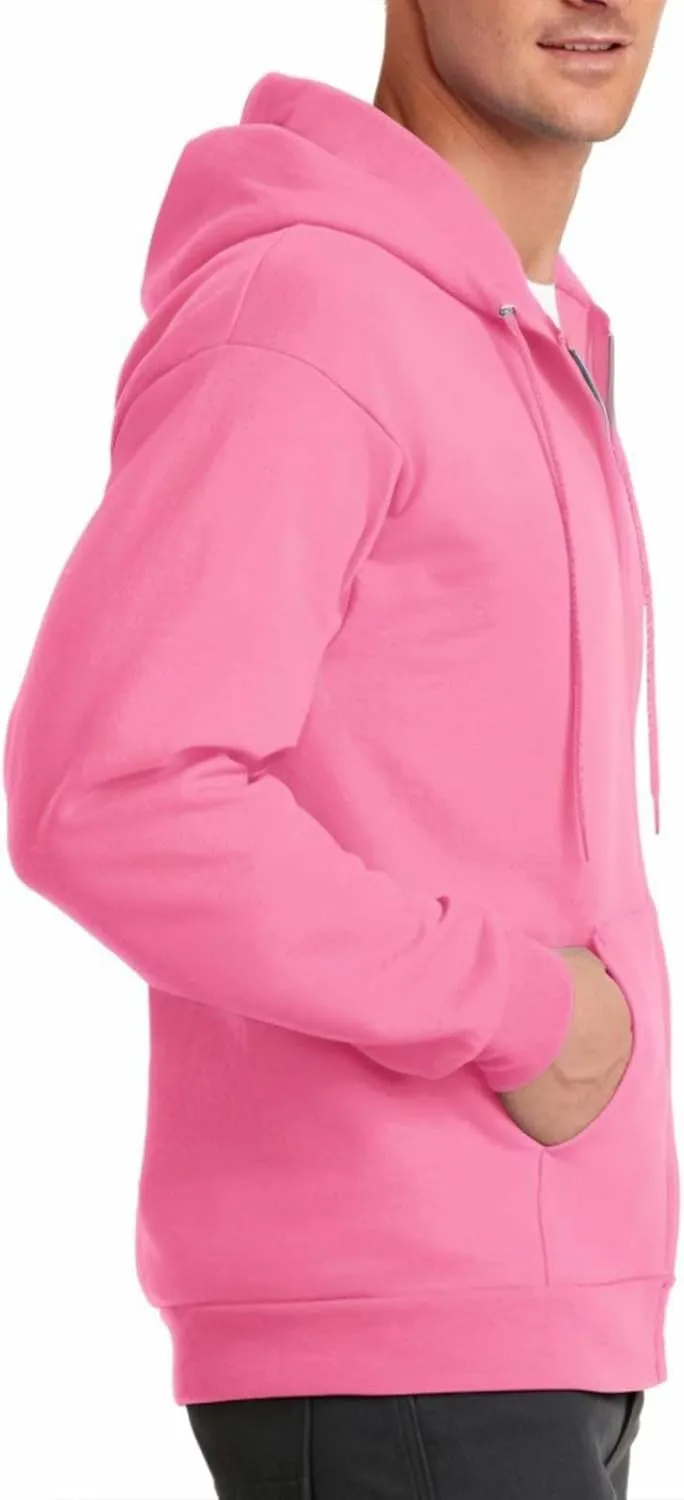 Mens Zip Up Hoodie Long Sleeve Fleece Full-zip Hooded Sweatshirt Pullover With Kangaroo Pocket S-3XL