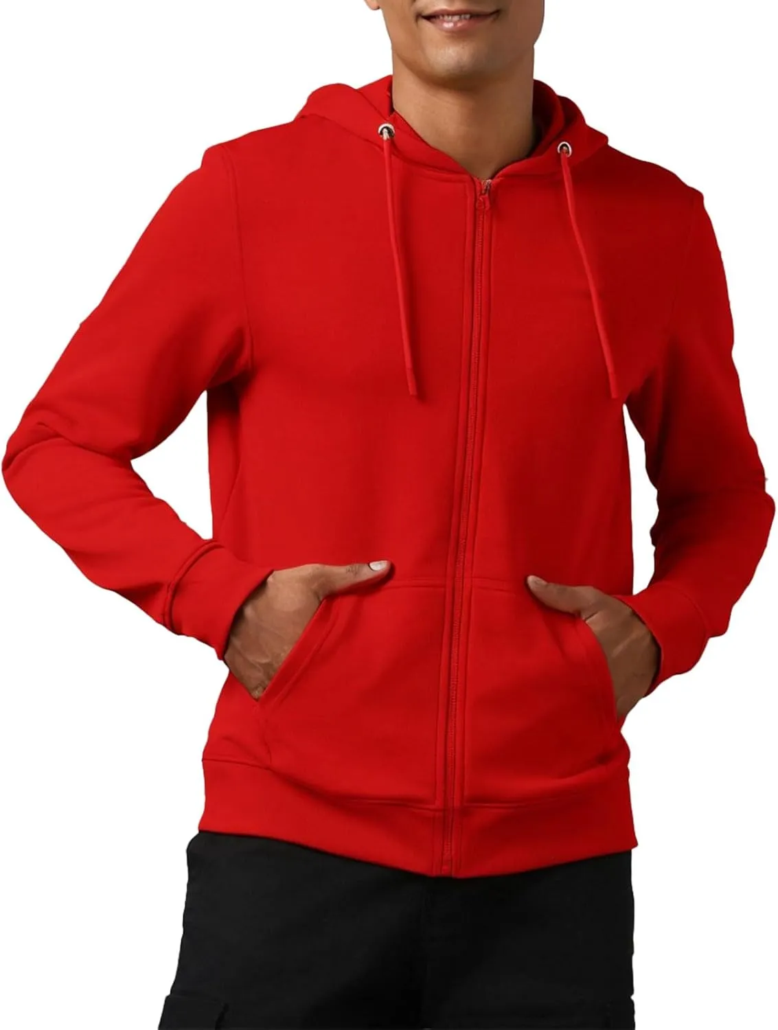 Mens Zip Up Hoodie Long Sleeve Fleece Full-zip Hooded Sweatshirt Pullover With Kangaroo Pocket S-3XL