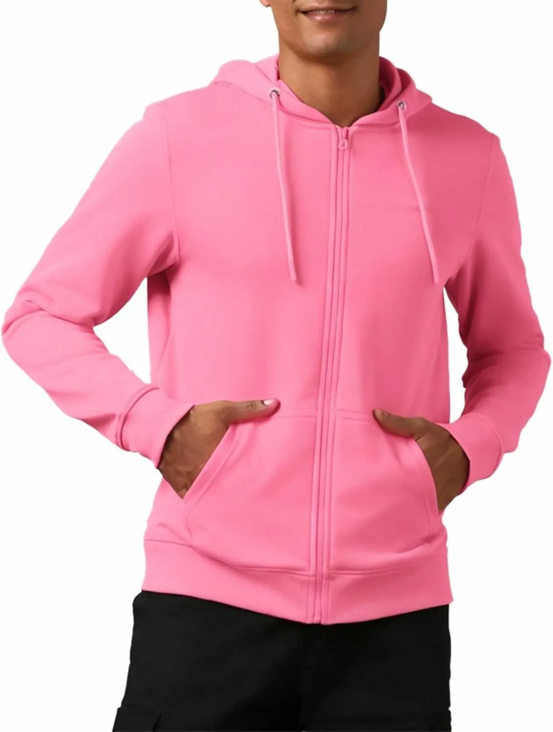 Mens Zip Up Hoodie Long Sleeve Fleece Full-zip Hooded Sweatshirt Pullover With Kangaroo Pocket S-3XL