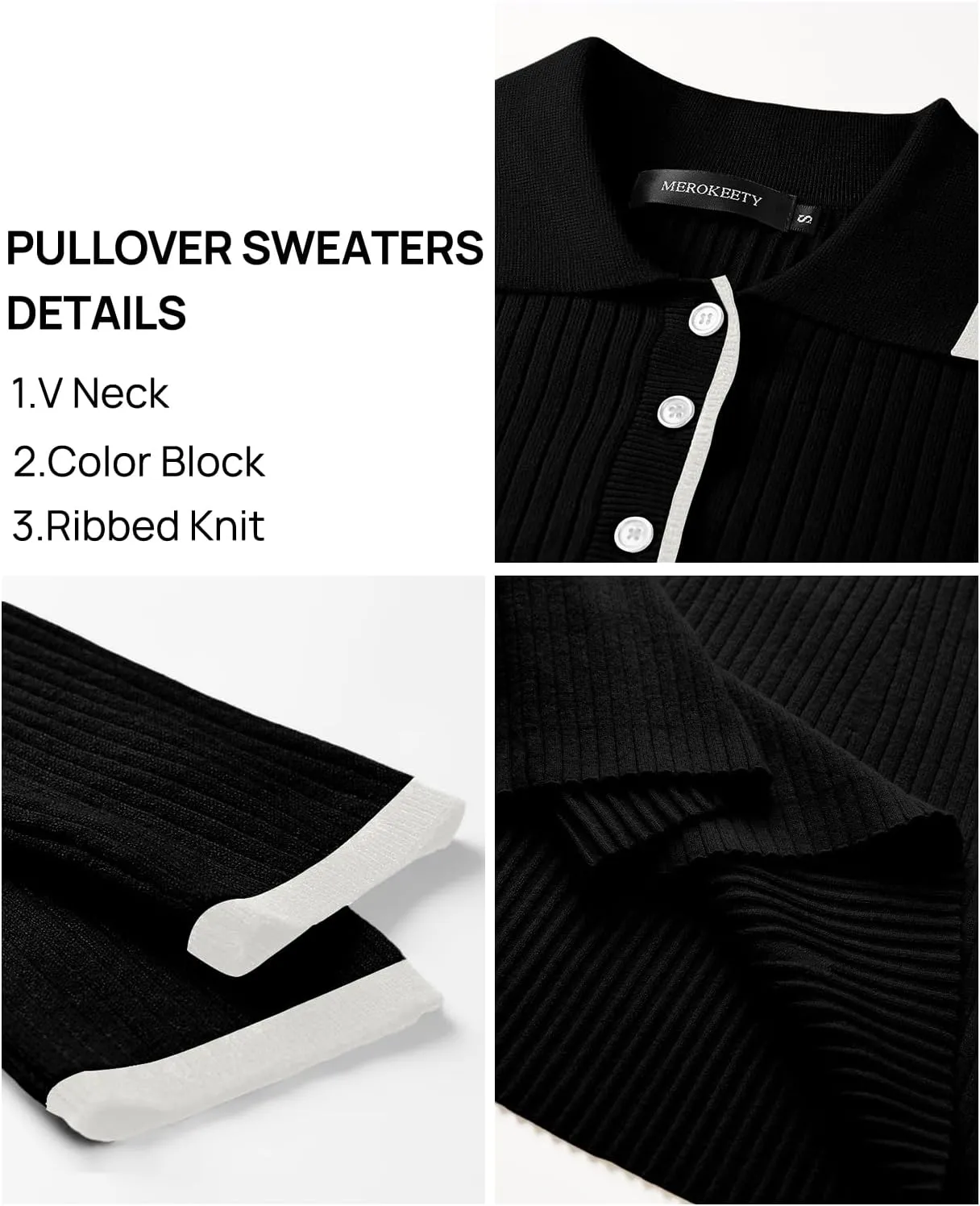 MEROKEETY Women's Long Sleeve V Neck Sweater Dress Button Ribbed Knit Slim Fit Elegant Maxi Dresses
