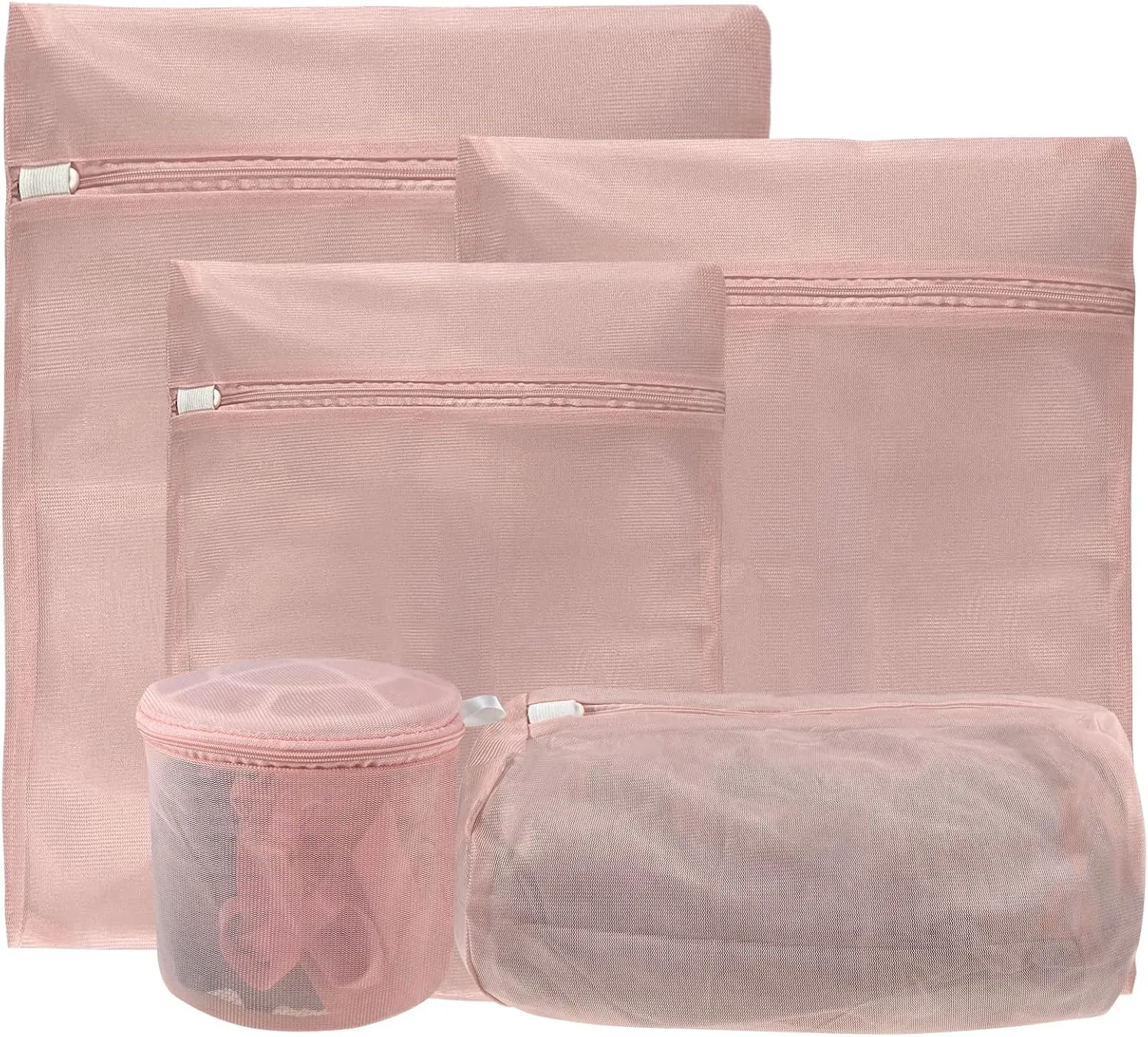 Mesh Laundry Bag, Delicates Laundry Bags, Fine Mesh Laundry Wash Bag for washing machine, socks, underwear, bra, Lingerie (5 PCS Pink ）