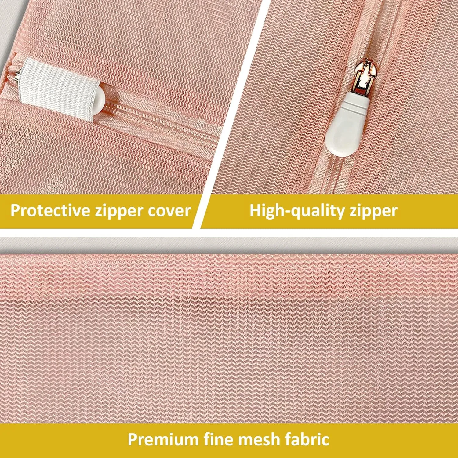 Mesh Laundry Bag, Delicates Laundry Bags, Fine Mesh Laundry Wash Bag for washing machine, socks, underwear, bra, Lingerie (5 PCS Pink ）