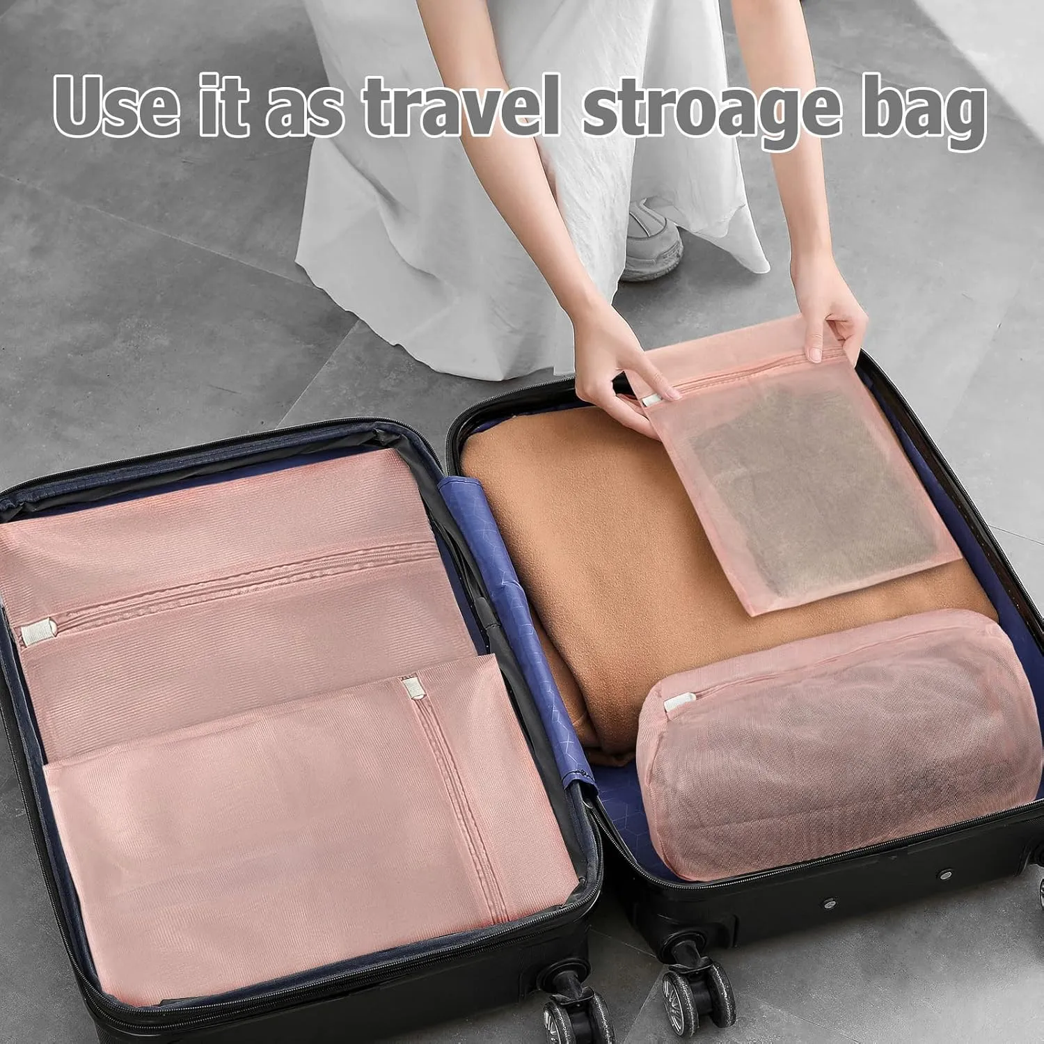 Mesh Laundry Bag, Delicates Laundry Bags, Fine Mesh Laundry Wash Bag for washing machine, socks, underwear, bra, Lingerie (5 PCS Pink ）
