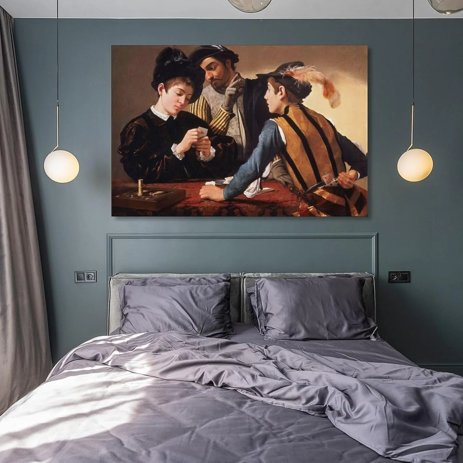 Michelangelo Merisi Caravaggio The Cardsharps Painting Poster Painting On Canvas Wall Art Poster Scroll Picture Print Living Room Walls Decor Home Posters 12x18inch(30x45cm)