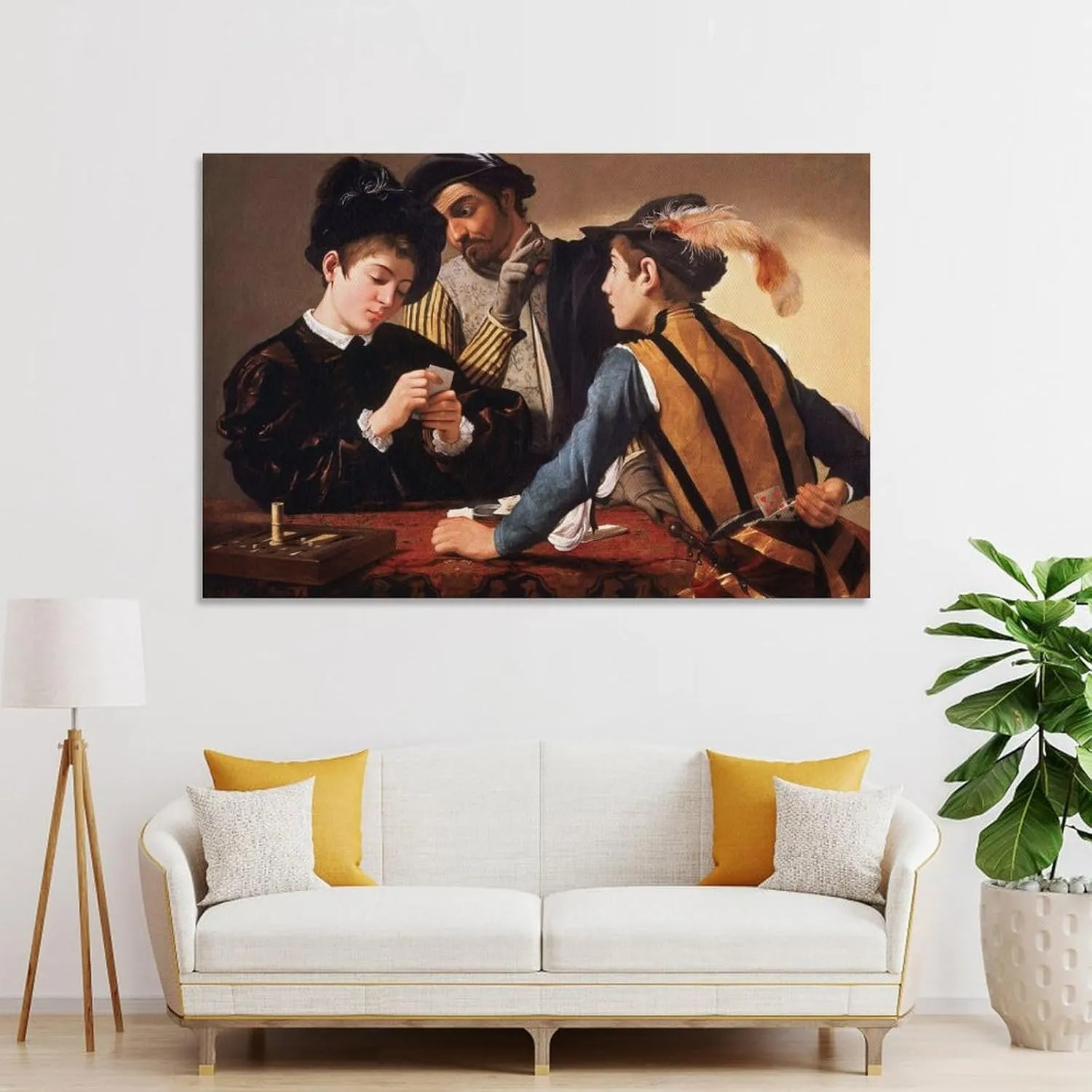 Michelangelo Merisi Caravaggio The Cardsharps Painting Poster Painting On Canvas Wall Art Poster Scroll Picture Print Living Room Walls Decor Home Posters 12x18inch(30x45cm)