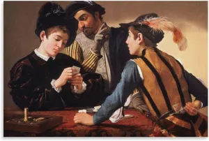 Michelangelo Merisi Caravaggio The Cardsharps Painting Poster Painting On Canvas Wall Art Poster Scroll Picture Print Living Room Walls Decor Home Posters 12x18inch(30x45cm)