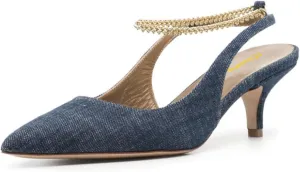 Milooey shoes Women's Pointed Toe Chain Strap Pumps Backless Slingback Kitten Low Heels Prom Evening Shoes Size 4-16 Us