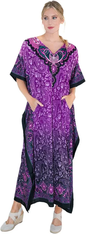 Miss Lavish London Kaftan Dresses for Women Beach Coverups Plus Size African & Dubai Kaftans Ideal for Loungewear & Swimwear