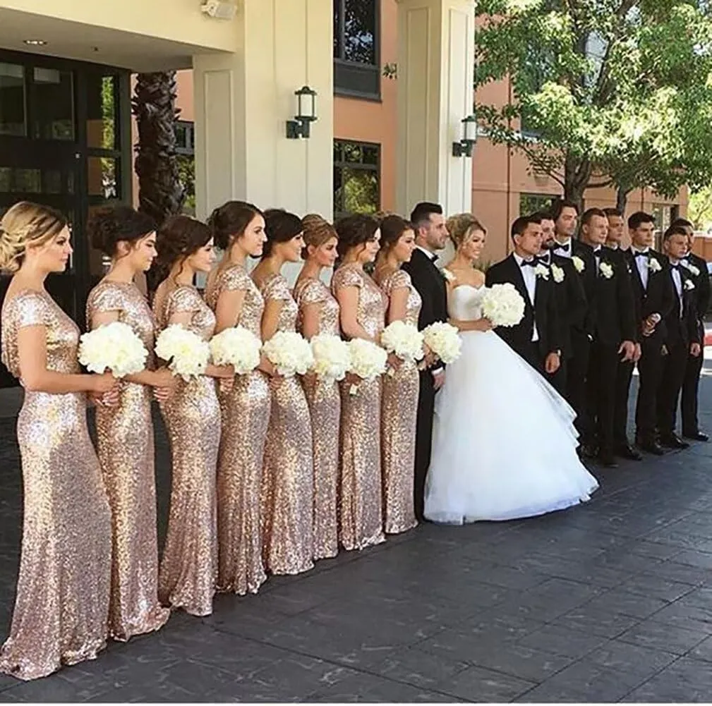 MisShow Women's Sequins Prom Bridesmaid Mermaid Dress Glitter Gold Long Evening Gowns Formal Cocktail Dresses