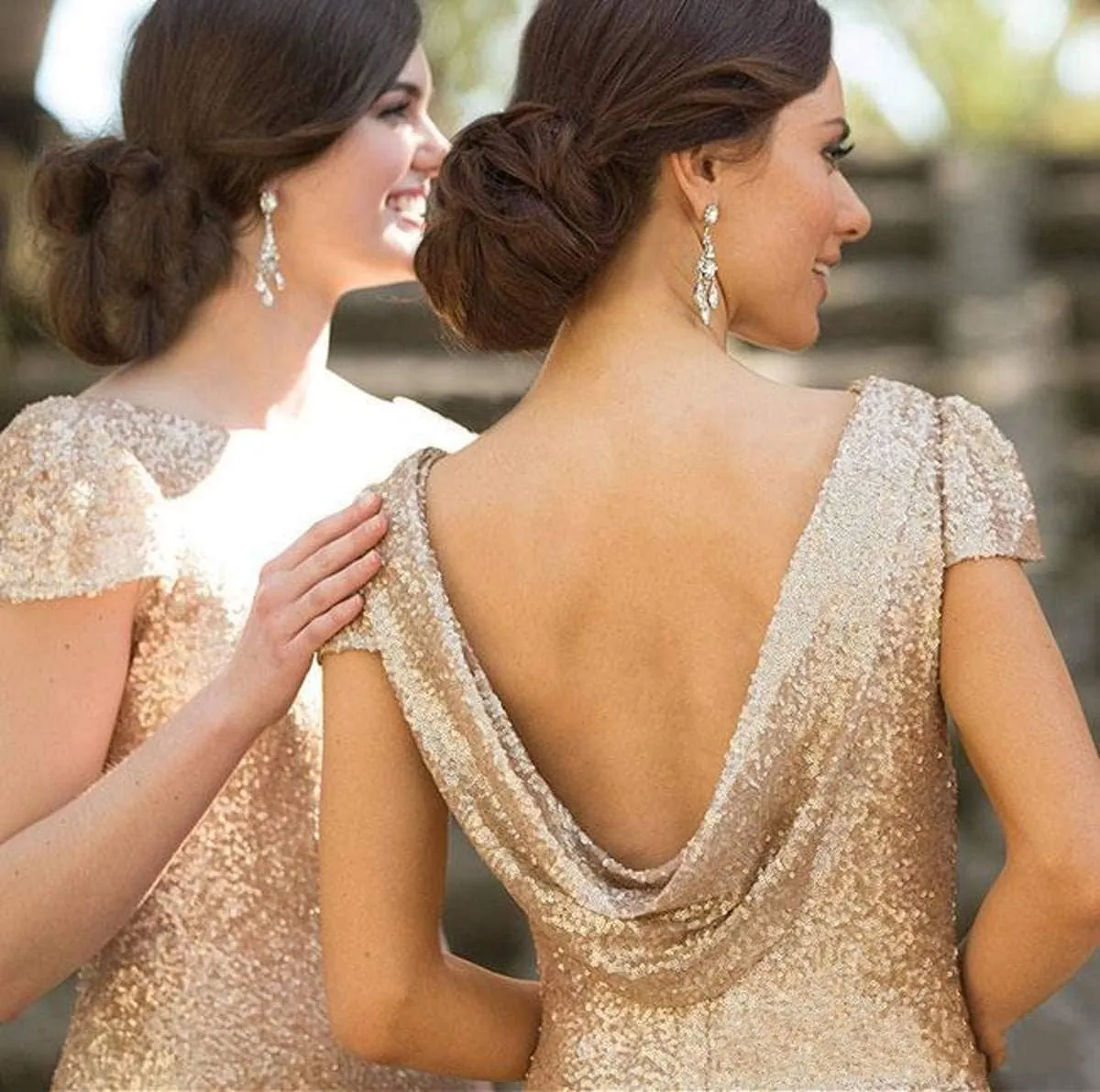 MisShow Women's Sequins Prom Bridesmaid Mermaid Dress Glitter Gold Long Evening Gowns Formal Cocktail Dresses