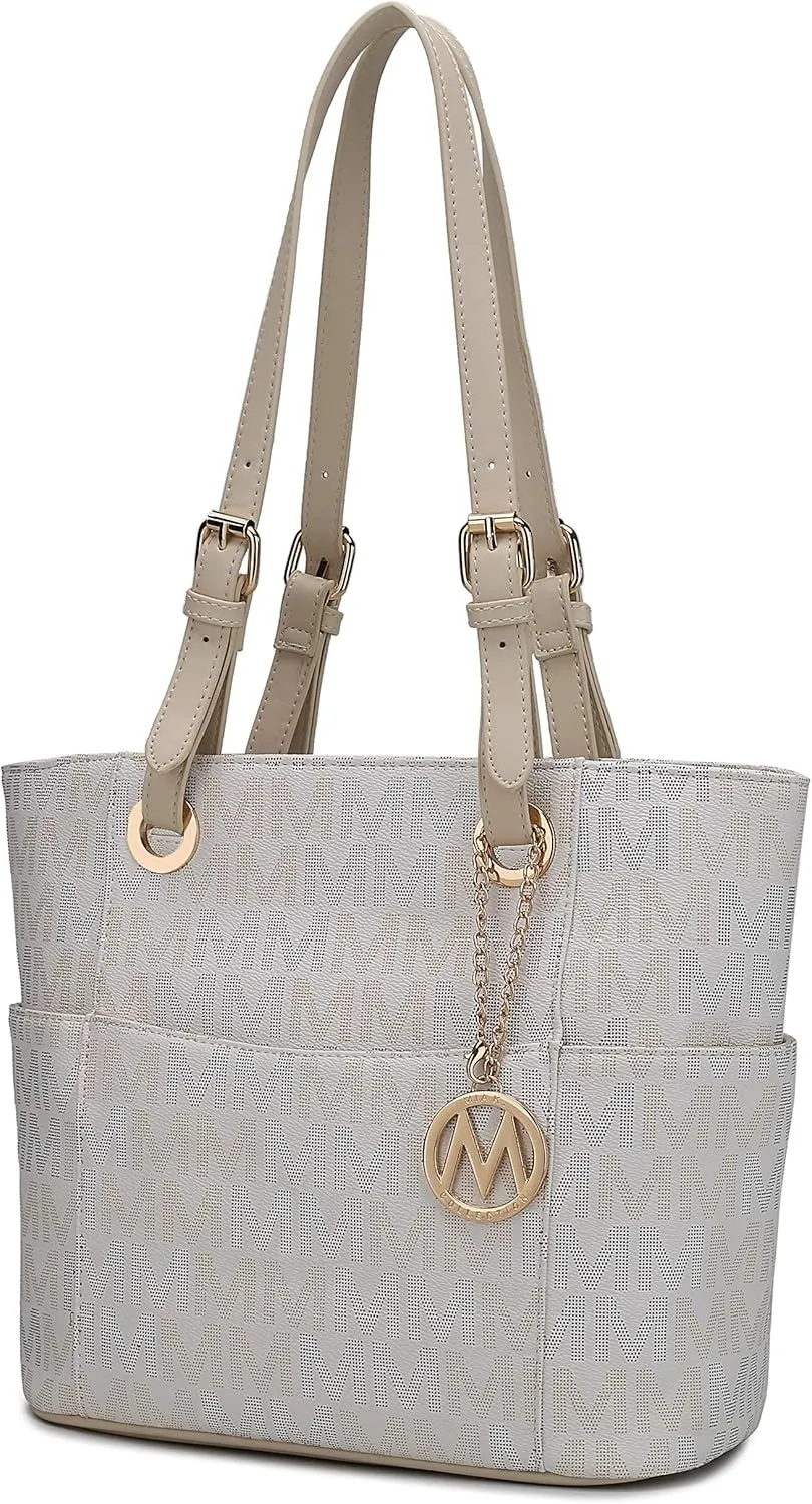 MKF Collection Tote Bag for Women, Signature Vegan Leather Pocketbook Shoulder bag Top-Handle Purse Tote Handbag