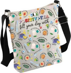 MNIGIU Counsellor Appreciation Gift Therapist Gift Positivi-tea Crossbody Bag for School Psychologist CBT