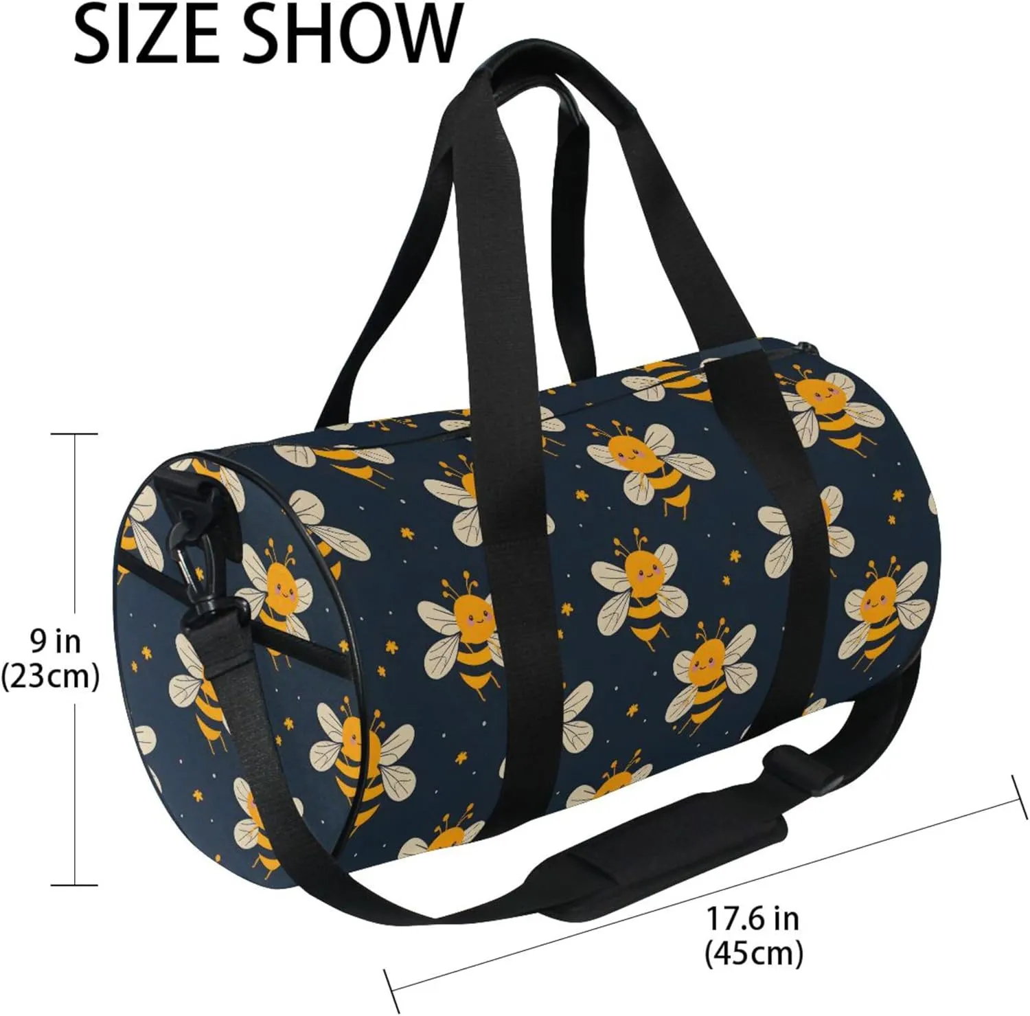MNSRUU Sports Duffel Bags, Honey Bee Athletic Gym Bag Overnight Workout Travel Tote Luggage for Men Women Yoga