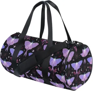 MNSRUU Sports Duffel Bags, Purple Moth Athletic Gym Bag Overnight Workout Travel Tote Luggage for Men Women Yoga