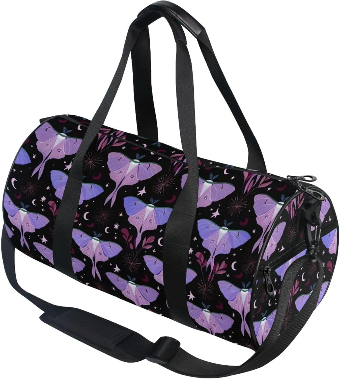 MNSRUU Sports Duffel Bags, Purple Moth Athletic Gym Bag Overnight Workout Travel Tote Luggage for Men Women Yoga