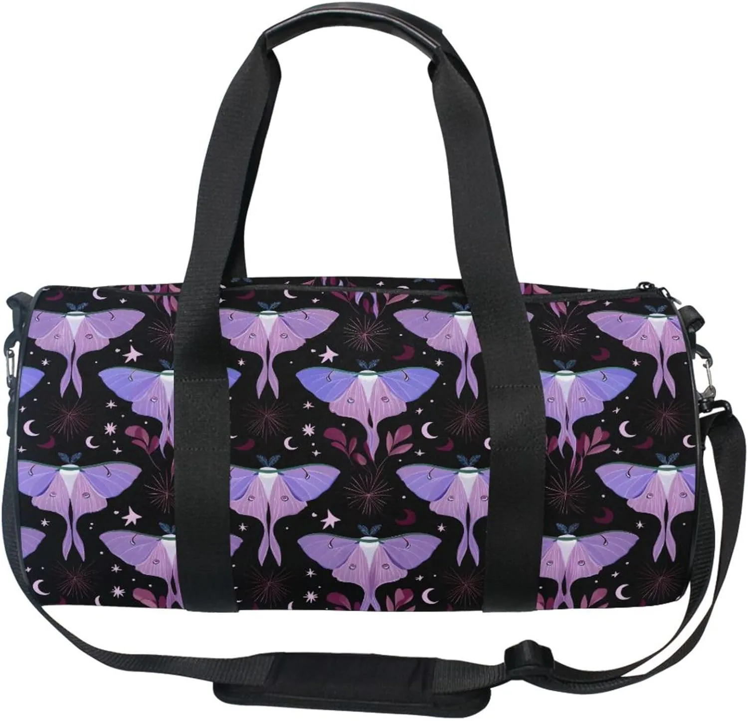 MNSRUU Sports Duffel Bags, Purple Moth Athletic Gym Bag Overnight Workout Travel Tote Luggage for Men Women Yoga