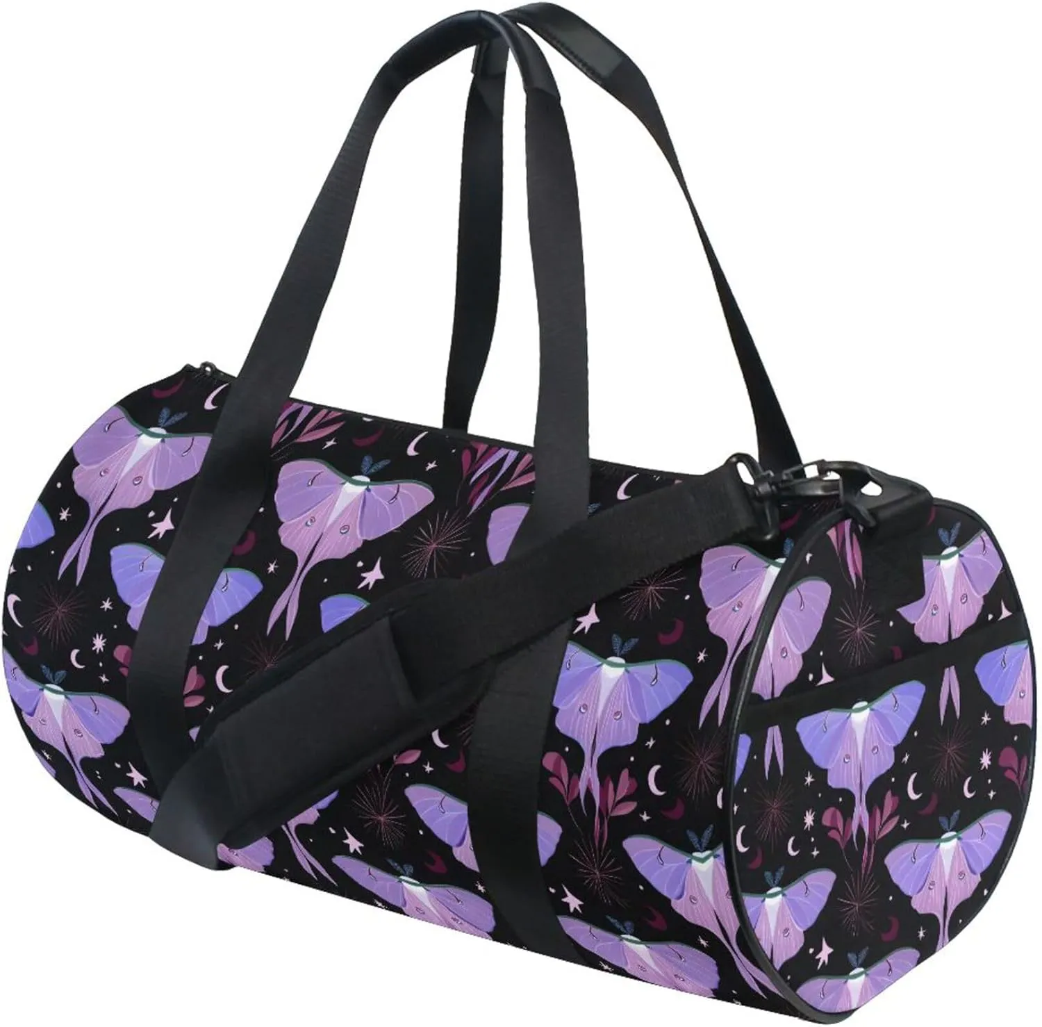 MNSRUU Sports Duffel Bags, Purple Moth Athletic Gym Bag Overnight Workout Travel Tote Luggage for Men Women Yoga