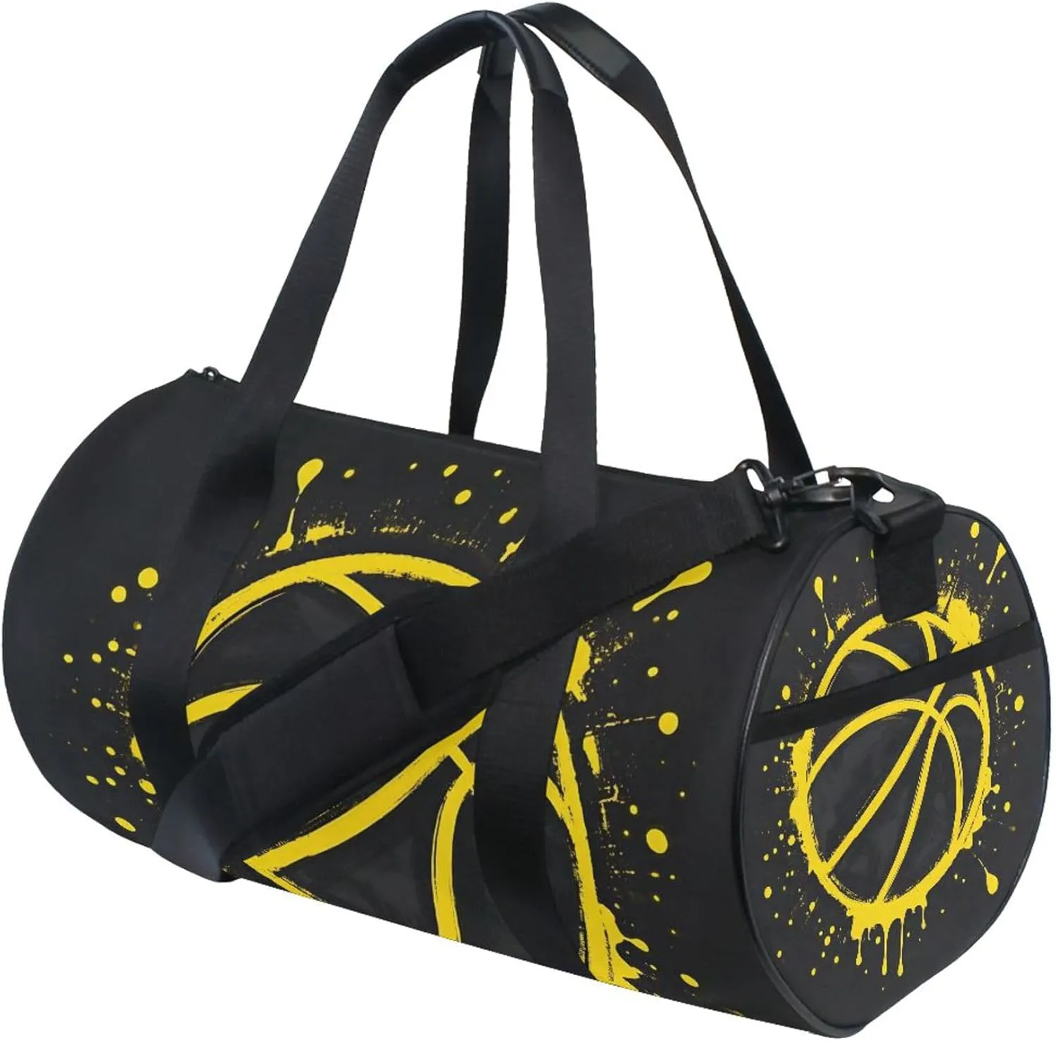 MNSRUU Sports Duffel Bags, Yellow Basketball Splash Athletic Gym Bag Overnight Workout Travel Tote Luggage for Men Women Yoga