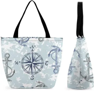 MoBlinko Colorful Vintage Sailboat Womens Tote Bags Reusable Yoga Shoulder Bag Handbag with Zipper for Grocery Shopping Gifts