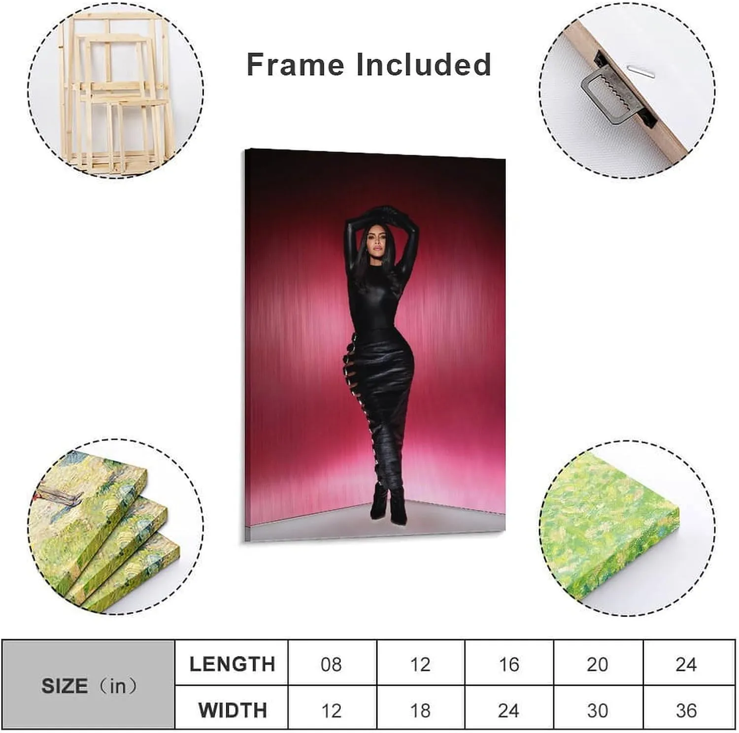 Model Kim Kardashian Sexy Poster (53) Canvas Art Poster And Wall Art Picture Print Modern Family Bedroom Decor Posters 16x24inch(40x60cm)
