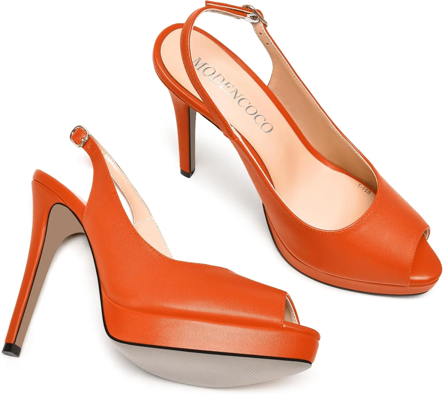 MODENCOCO Womens Matte Slingback Stylish Peep Toe Buckle Sexy Night Club Stiletto High Heel Pumps Shoes 5 Inch