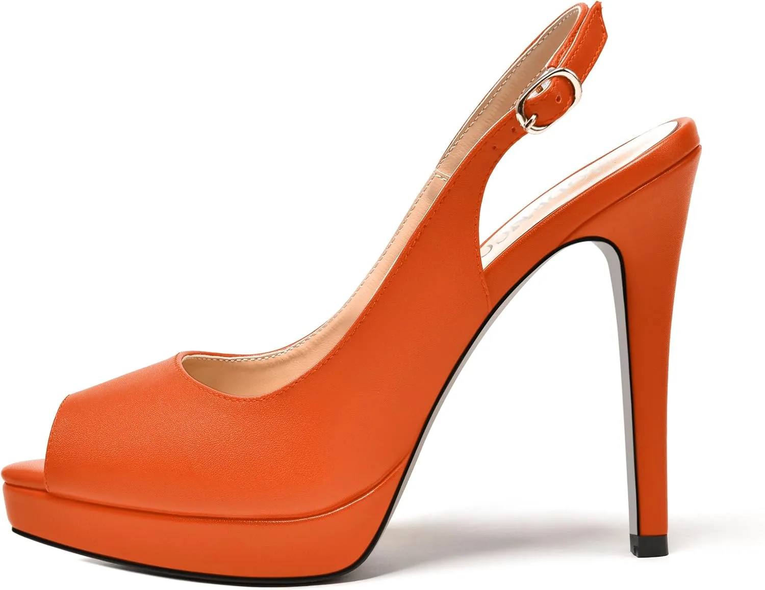 MODENCOCO Womens Matte Slingback Stylish Peep Toe Buckle Sexy Night Club Stiletto High Heel Pumps Shoes 5 Inch