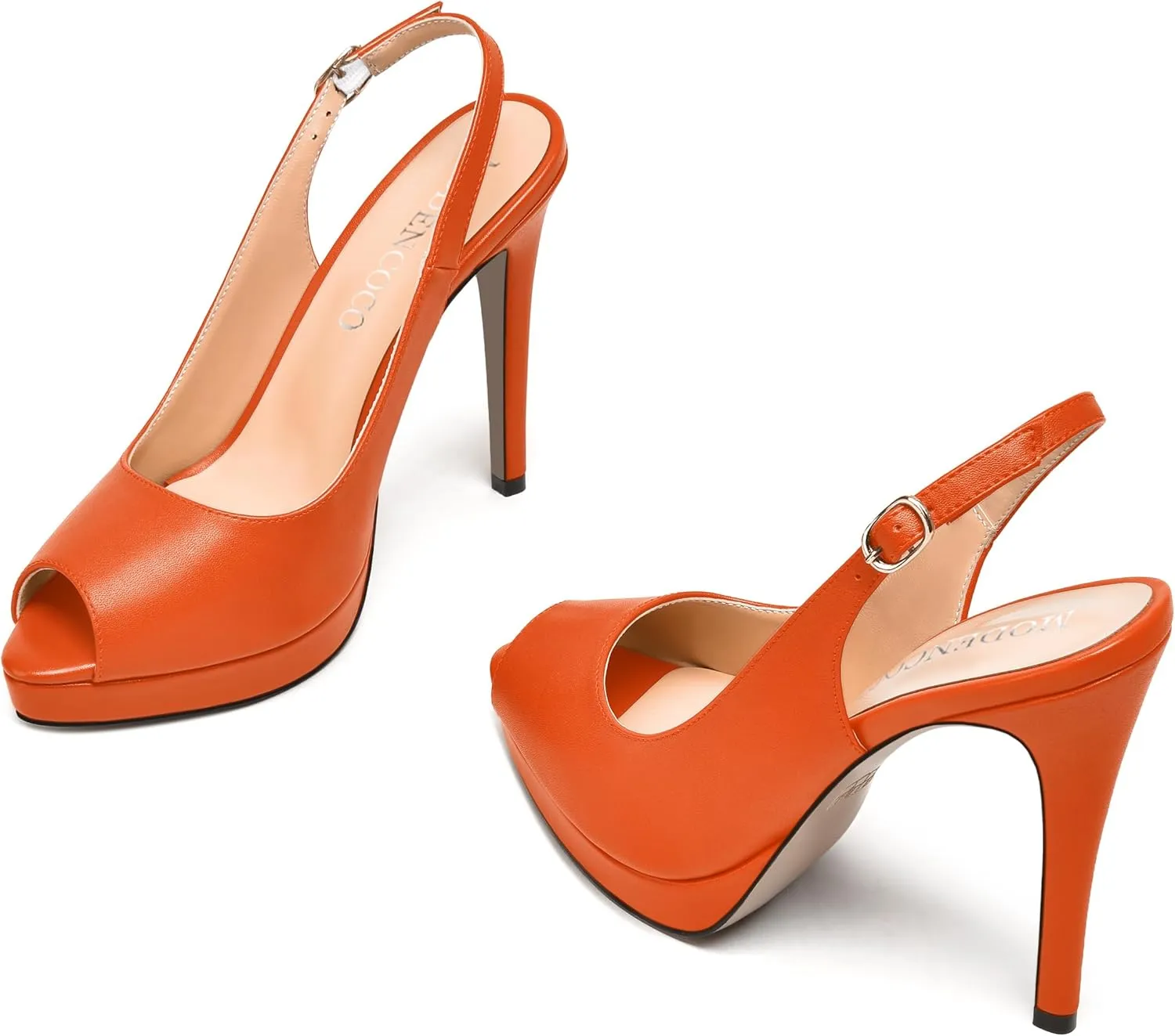 MODENCOCO Womens Matte Slingback Stylish Peep Toe Buckle Sexy Night Club Stiletto High Heel Pumps Shoes 5 Inch