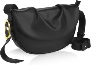 Modern Shoulder Handbag Half Moon Design Soft Durable Comfortable And Adjustable Bag Rectangular Shape Black Color For Women Use