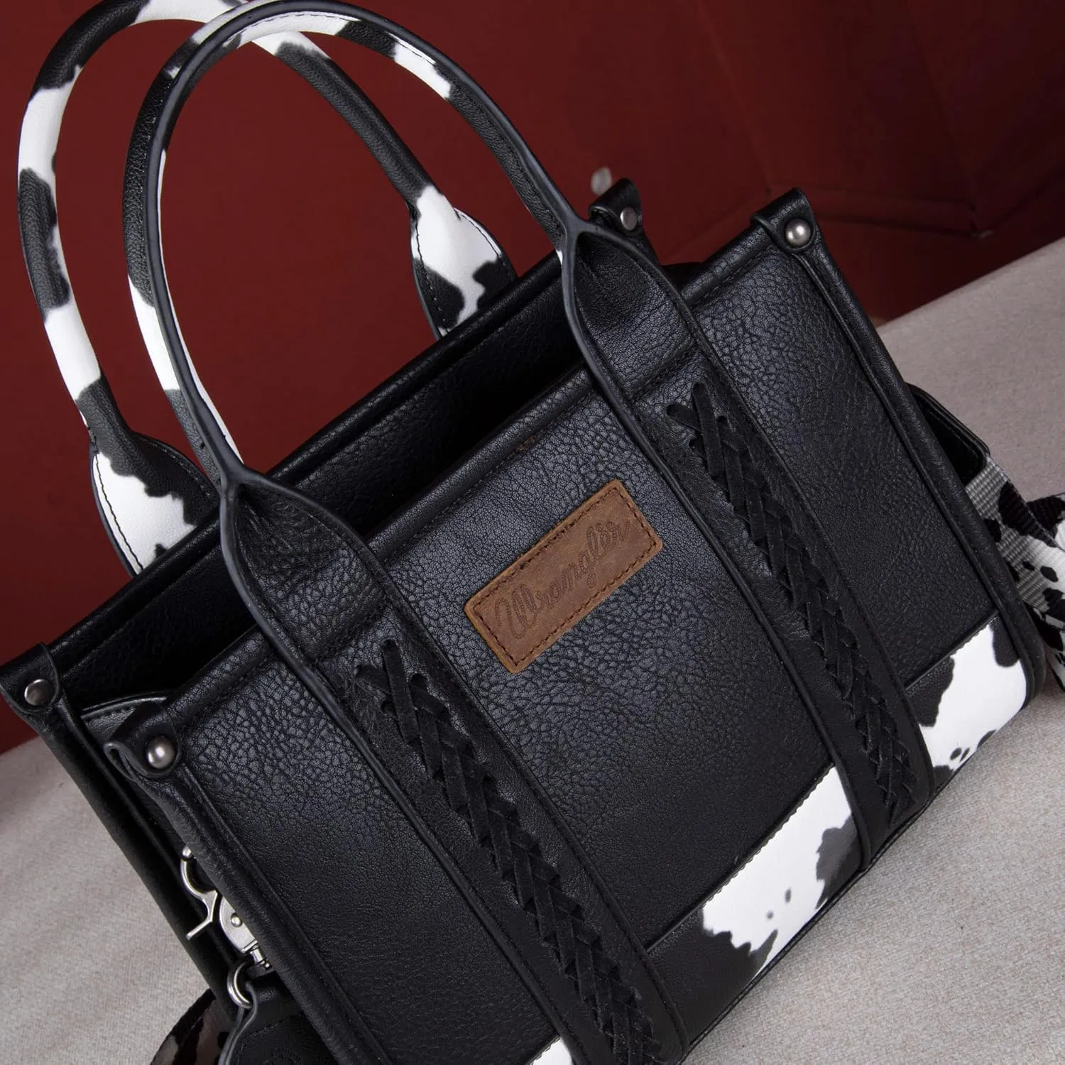 Montana West × Wrangler Tote Bag for Women Western Cow Print Purse Designer Top Handle Handbags