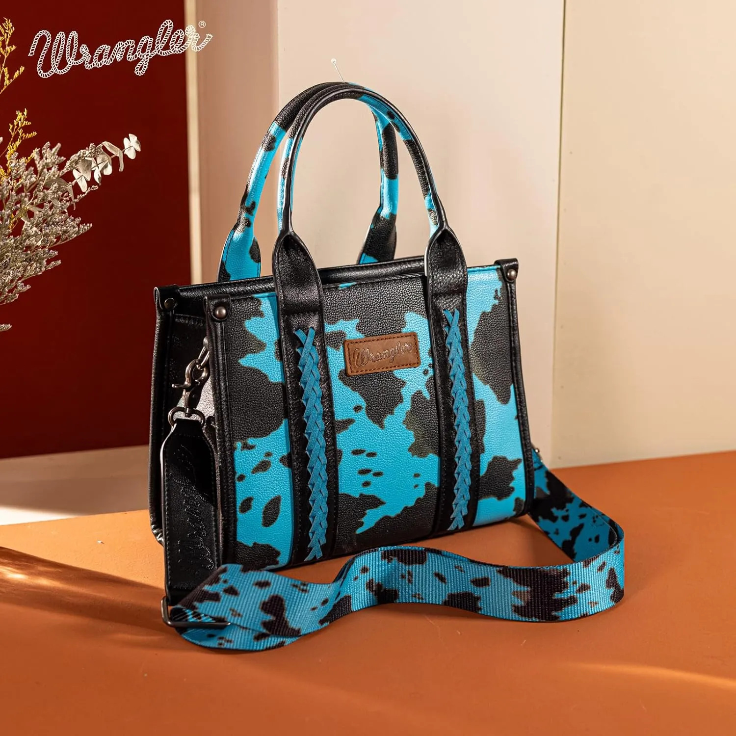 Montana West × Wrangler Tote Bag for Women Western Cow Print Purse Designer Top Handle Handbags