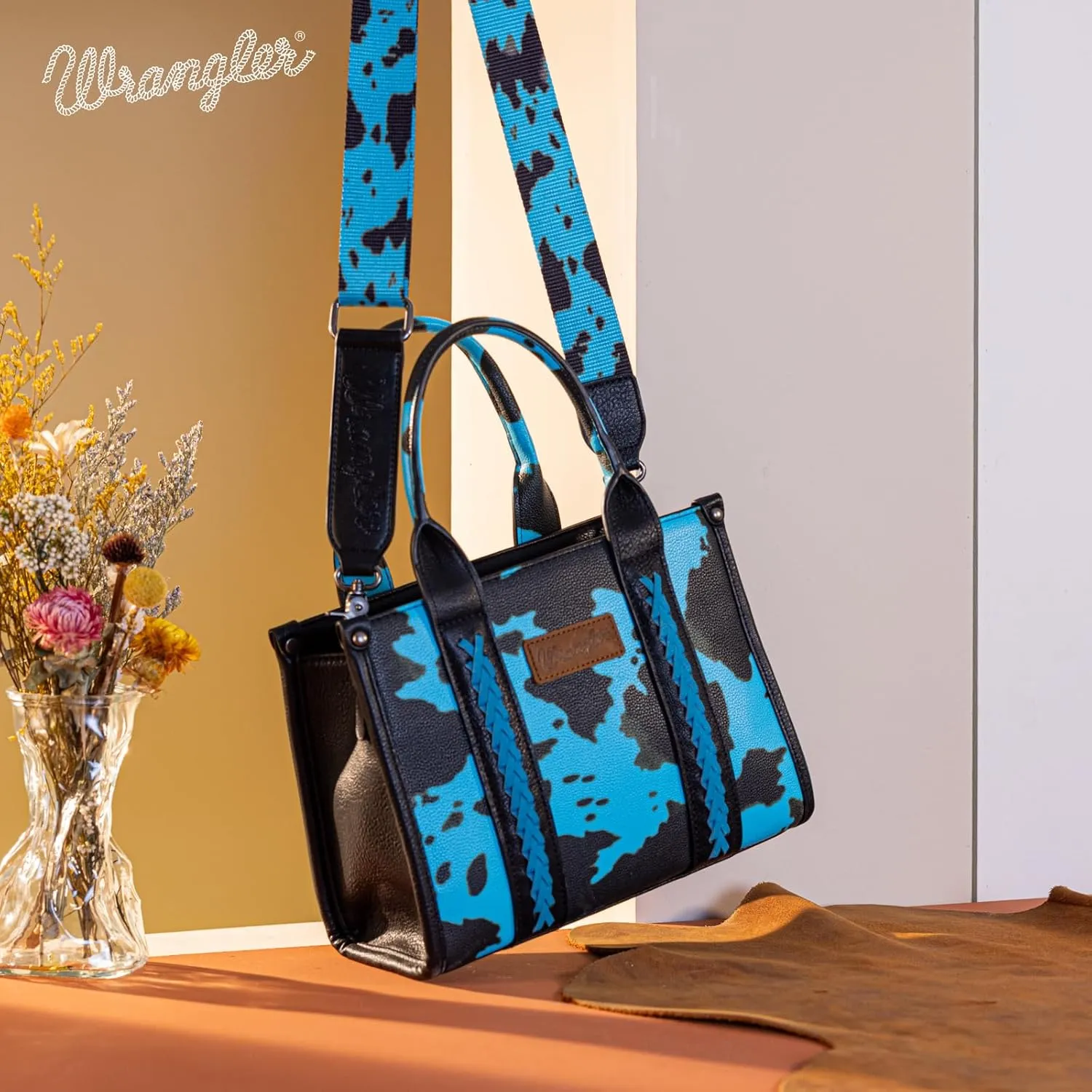 Montana West × Wrangler Tote Bag for Women Western Cow Print Purse Designer Top Handle Handbags