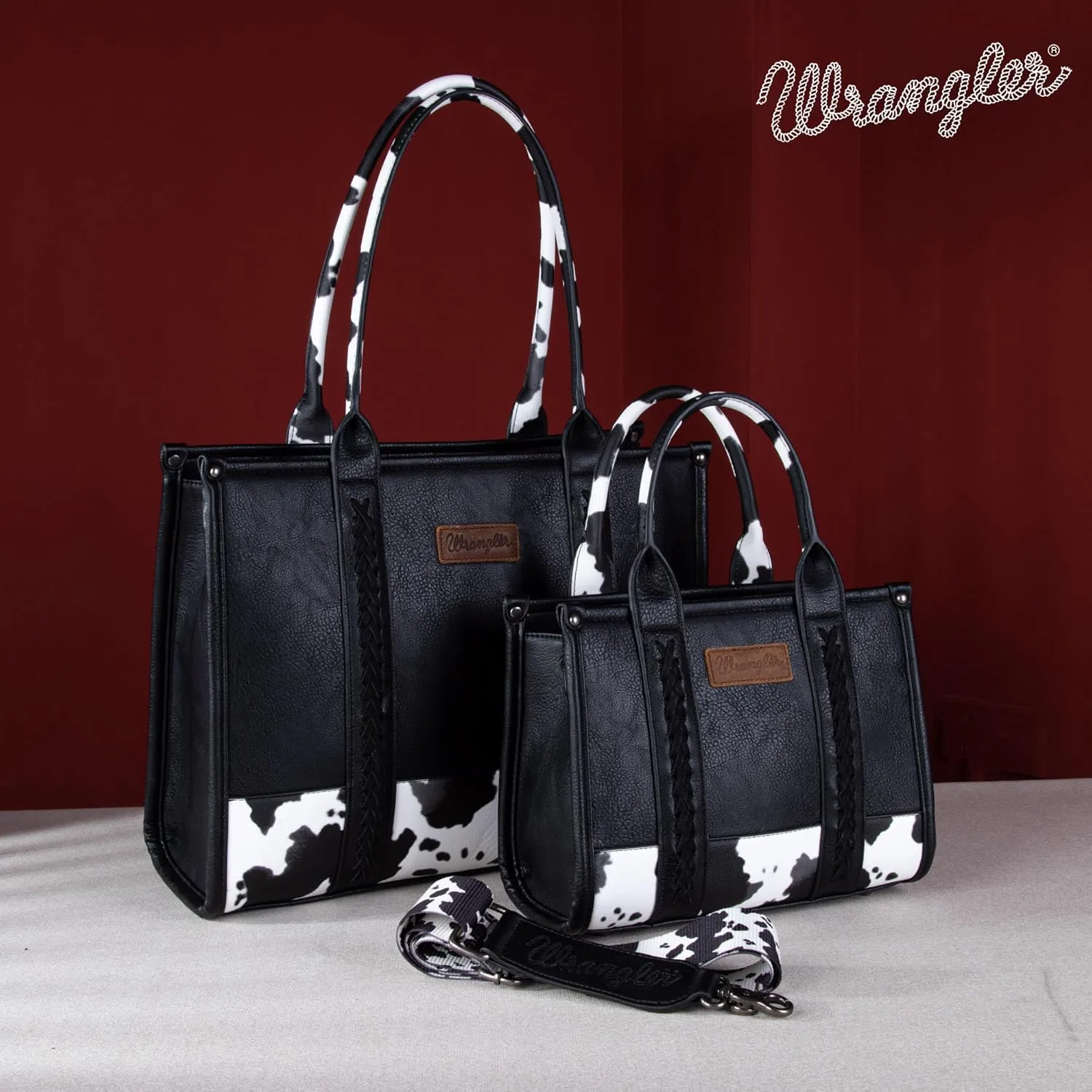 Montana West × Wrangler Tote Bag for Women Western Cow Print Purse Designer Top Handle Handbags